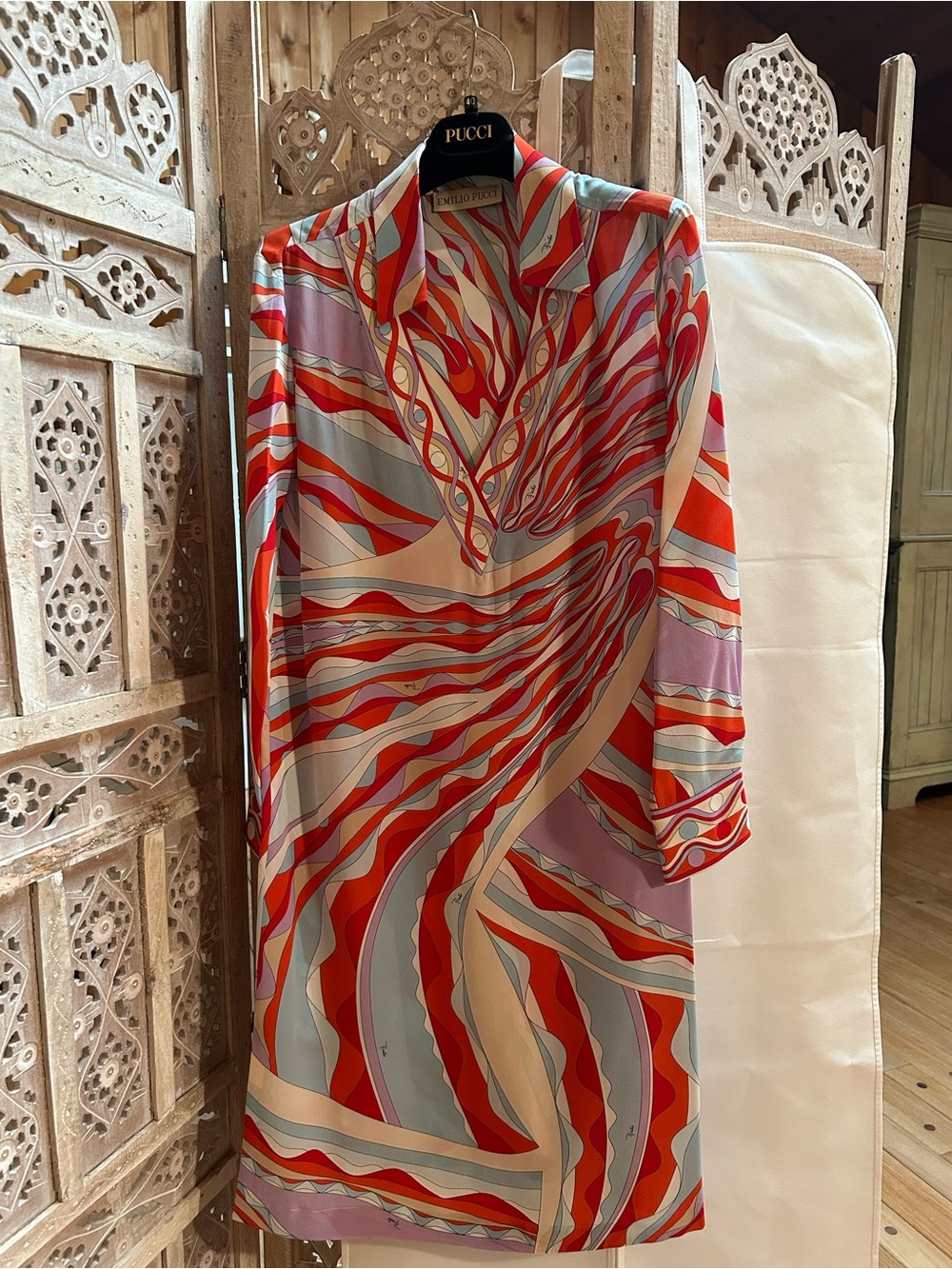 Emilio Pucci Red, Pink and Light Blue Swirl dress. - Picture 2 of 2